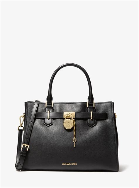 michael kors hamilton bedford leather satchel black|Hamilton Medium Leather Satchel – Michael Kors Pre.